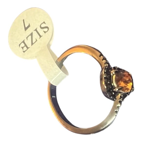 Fragrant Jewels Black & Gold Ring With Orange Gemstone Size 7 NEW with Tag - Picture 4 of 5